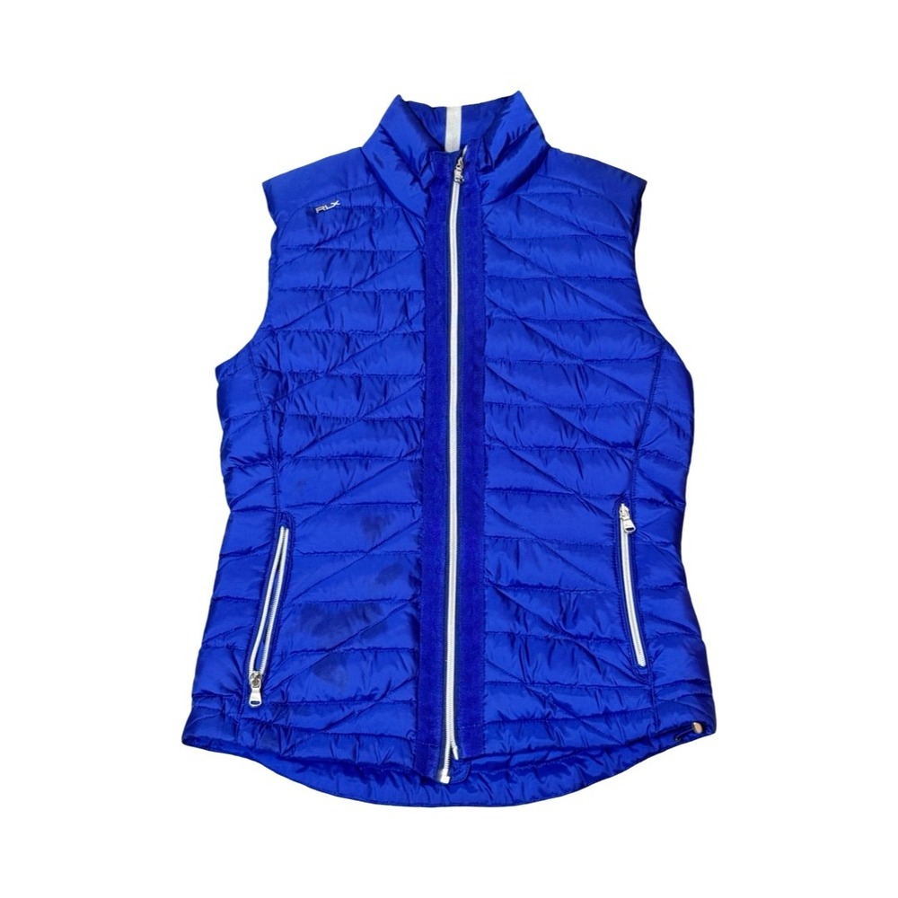 RLX Ralph Lauren Womens Royal Blue Quilted Puffer Vest Size S Small Full Zip